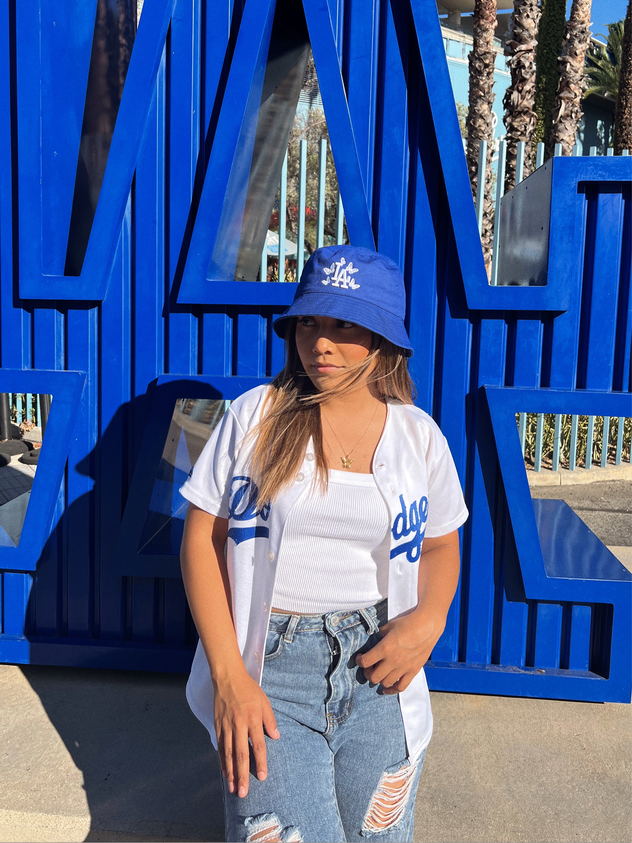 LA BUTTERFLY BUCKET HAT  BLUE/WHITE – Heavy Dream LA